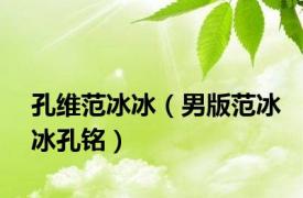 孔维范冰冰（男版范冰冰孔铭）