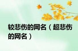 较悲伤的网名（超悲伤的网名）