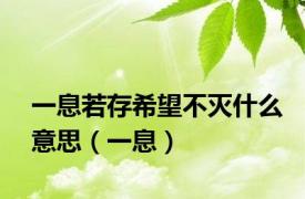 一息若存希望不灭什么意思（一息）
