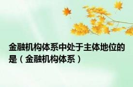 金融机构体系中处于主体地位的是（金融机构体系）
