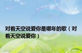 对着天空说爱你是哪年的歌（对着天空说爱你）