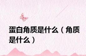 蛋白角质是什么（角质是什么）