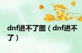 dnf进不了图（dnf进不了）