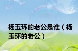 杨玉环的老公是谁（杨玉环的老公）