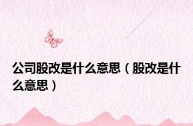 公司股改是什么意思（股改是什么意思）
