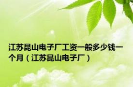 江苏昆山电子厂工资一般多少钱一个月（江苏昆山电子厂）