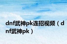 dnf武神pk连招视频（dnf武神pk）