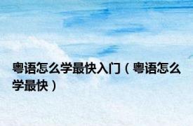 粤语怎么学最快入门（粤语怎么学最快）