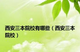 西安三本院校有哪些（西安三本院校）