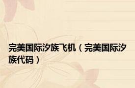 完美国际汐族飞机（完美国际汐族代码）