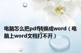 电脑怎么把pdf转换成word（电脑上word文档打不开）