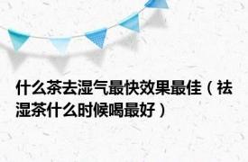 什么茶去湿气最快效果最佳（祛湿茶什么时候喝最好）