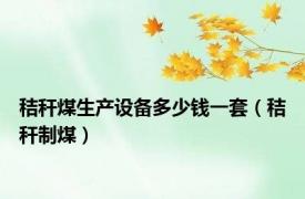 秸秆煤生产设备多少钱一套（秸秆制煤）