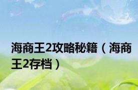 海商王2攻略秘籍（海商王2存档）
