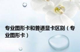 专业图形卡和普通显卡区别（专业图形卡）