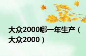 大众2000哪一年生产（大众2000）