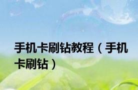 手机卡刷钻教程（手机卡刷钻）