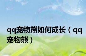 qq宠物熊如何成长（qq宠物熊）
