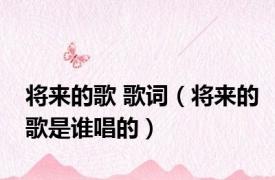 将来的歌 歌词（将来的歌是谁唱的）