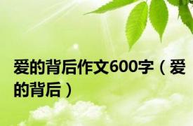 爱的背后作文600字（爱的背后）