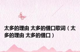 太多的理由 太多的借口歌词（太多的理由 太多的借口）