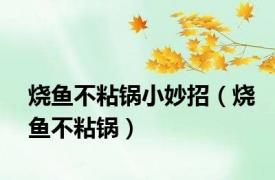 烧鱼不粘锅小妙招（烧鱼不粘锅）