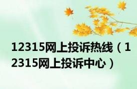 12315网上投诉热线（12315网上投诉中心）
