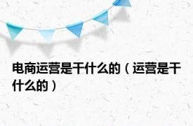 电商运营是干什么的（运营是干什么的）