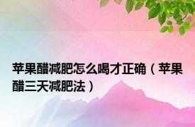苹果醋减肥怎么喝才正确（苹果醋三天减肥法）