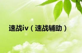 速战iv（速战辅助）