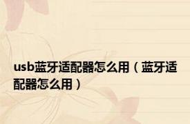 usb蓝牙适配器怎么用（蓝牙适配器怎么用）