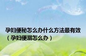 孕妇便秘怎么办什么方法最有效（孕妇便溺怎么办）