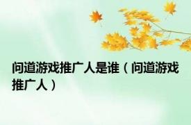 问道游戏推广人是谁（问道游戏推广人）