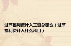 过节福利费计入工资总额么（过节福利费计入什么科目）