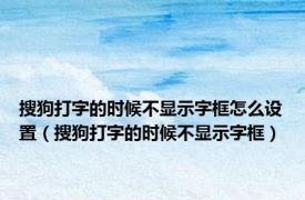 搜狗打字的时候不显示字框怎么设置（搜狗打字的时候不显示字框）