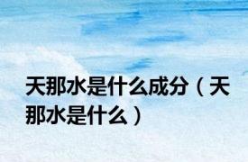 天那水是什么成分（天那水是什么）