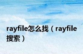 rayfile怎么找（rayfile 搜索）