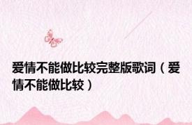爱情不能做比较完整版歌词（爱情不能做比较）