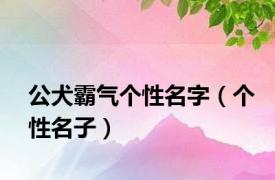公犬霸气个性名字（个性名子）