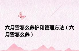 六月雪怎么养护和管理方法（六月雪怎么养）