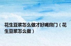 花生豆浆怎么做才好喝窍门（花生豆浆怎么做）