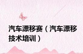 汽车漂移赛（汽车漂移技术培训）
