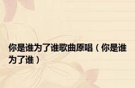 你是谁为了谁歌曲原唱（你是谁为了谁）