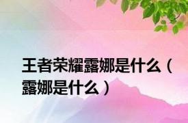 王者荣耀露娜是什么（露娜是什么）