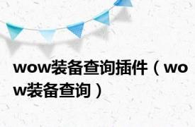 wow装备查询插件（wow装备查询）