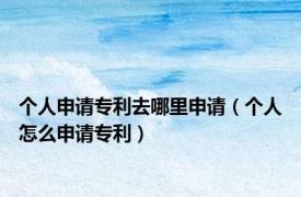 个人申请专利去哪里申请（个人怎么申请专利）
