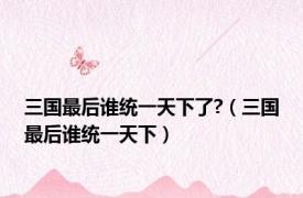 三国最后谁统一天下了?（三国最后谁统一天下）