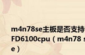 m4n78se主板是否支持FD6100cpu（m4n78 se）