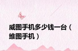 威图手机多少钱一台（维图手机）