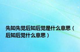 先知先觉后知后觉是什么意思（后知后觉什么意思）